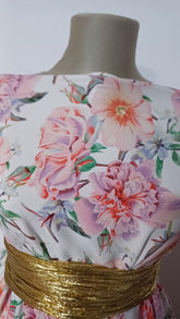 Latina Spandex -Alb cu Bujori Roz STO1301